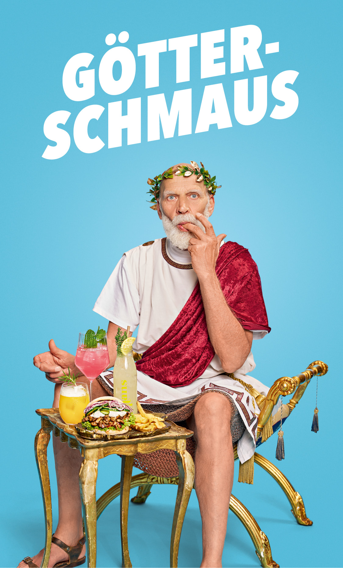 Hans im Glück Sommeraktion Götterschmaus – griechische Gaumenfreuden inspiriert vom Olymp. Jetzt probieren und den Geschmack des Sommers erleben.
